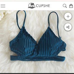 NWT Cupshe Blue Velvet Bikini Set